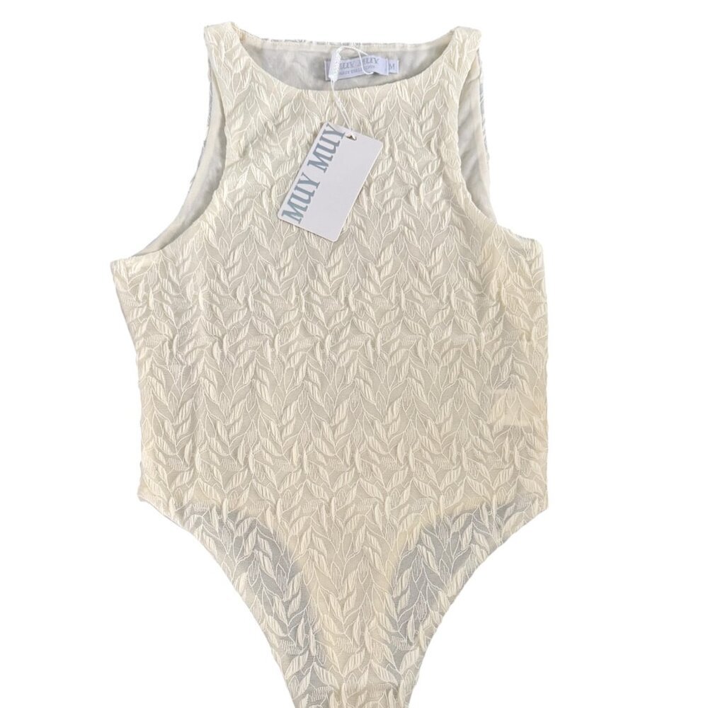 🔥 4 for $20 DEAL 🔥 MUY MUY Ivory Textured Sleeveless Bodysuit - Size M - NWT